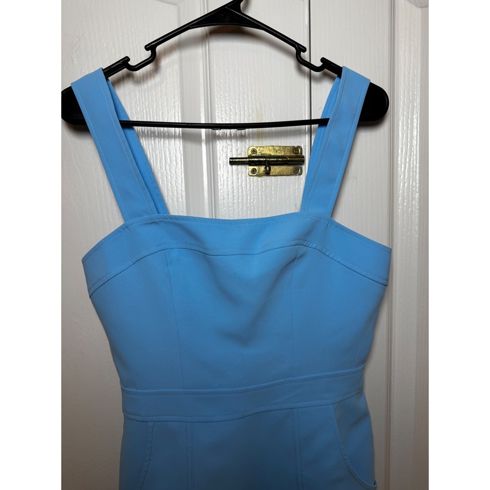 Amanda Uprichard Ace Blue Sleeveless Mini Dress Square Neck A-Line Cocktail - Picture 4 of 7